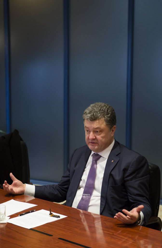 Petro Porochenko à Kiev le 3 mars 2014, lors de sa rencontre avec Bernard-Henri Lévy.