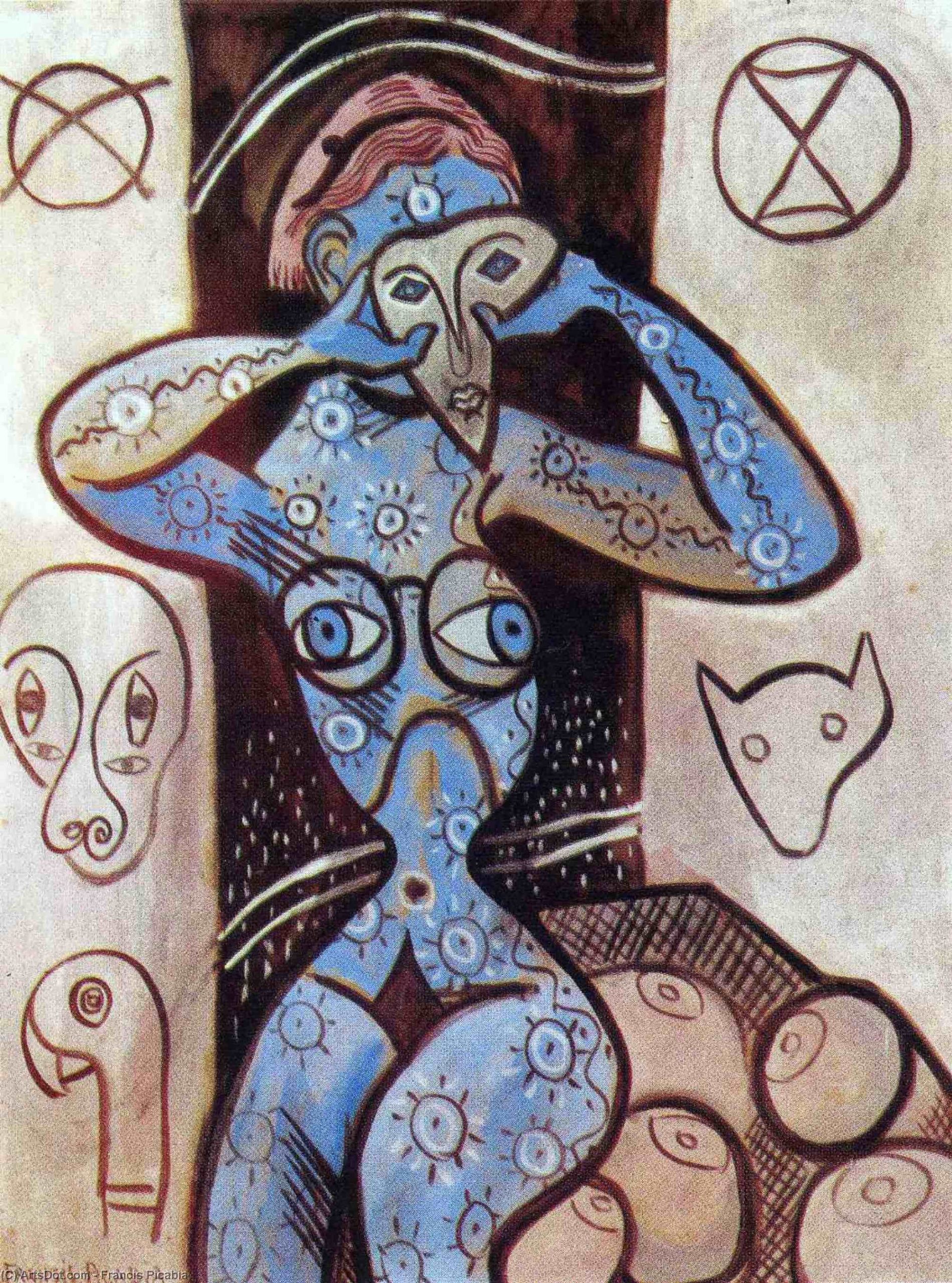 Gouache sur carton de Francis Picabia intitulée « Les Seins ».