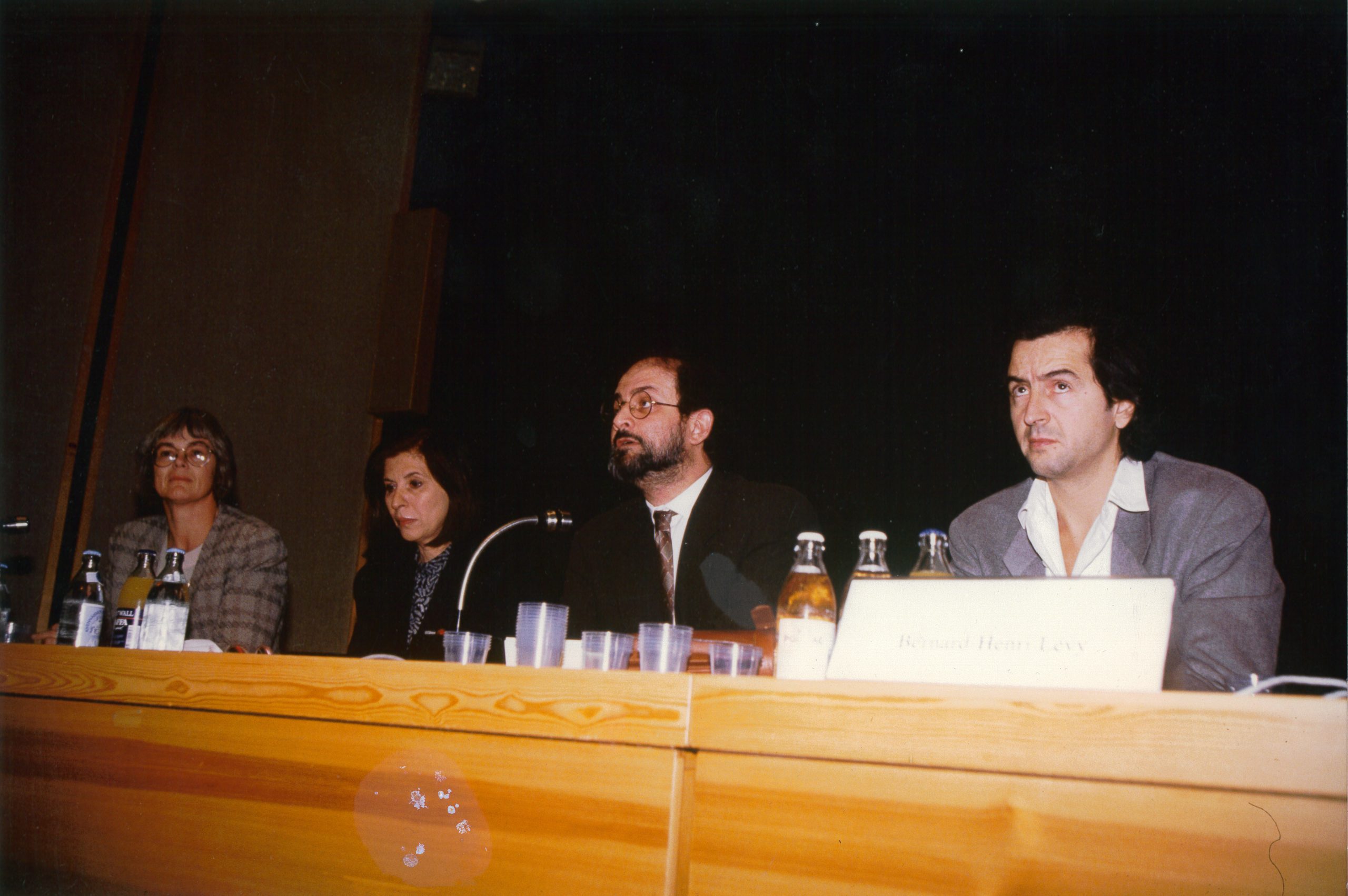 Bernard-Henri Lévy and Salman Rushdie in Helsinki in October 1992, during a conference