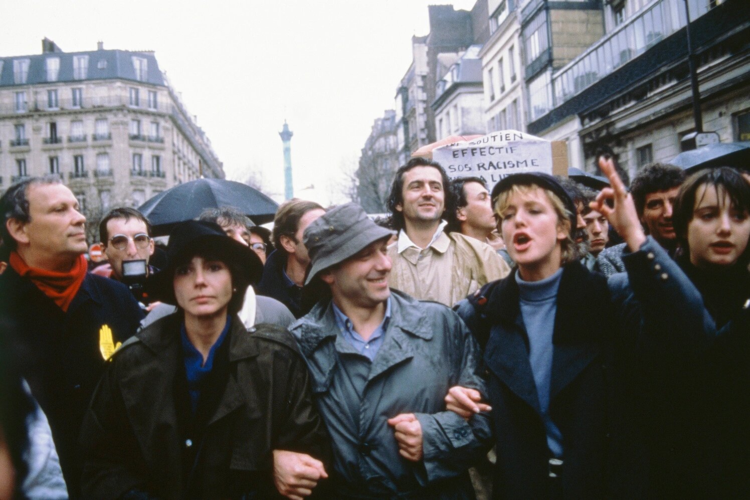Bernard-Henri Lévy among the crowd at a demonstration for SOS Racisme in Paris on Nov. 7, 1985.
