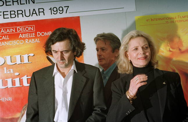 Bernard-Henri Lévy, Alain Delon et Lauren Bacall à la Berlinale en février 1997 pour « Le Jour et la Nuit ».