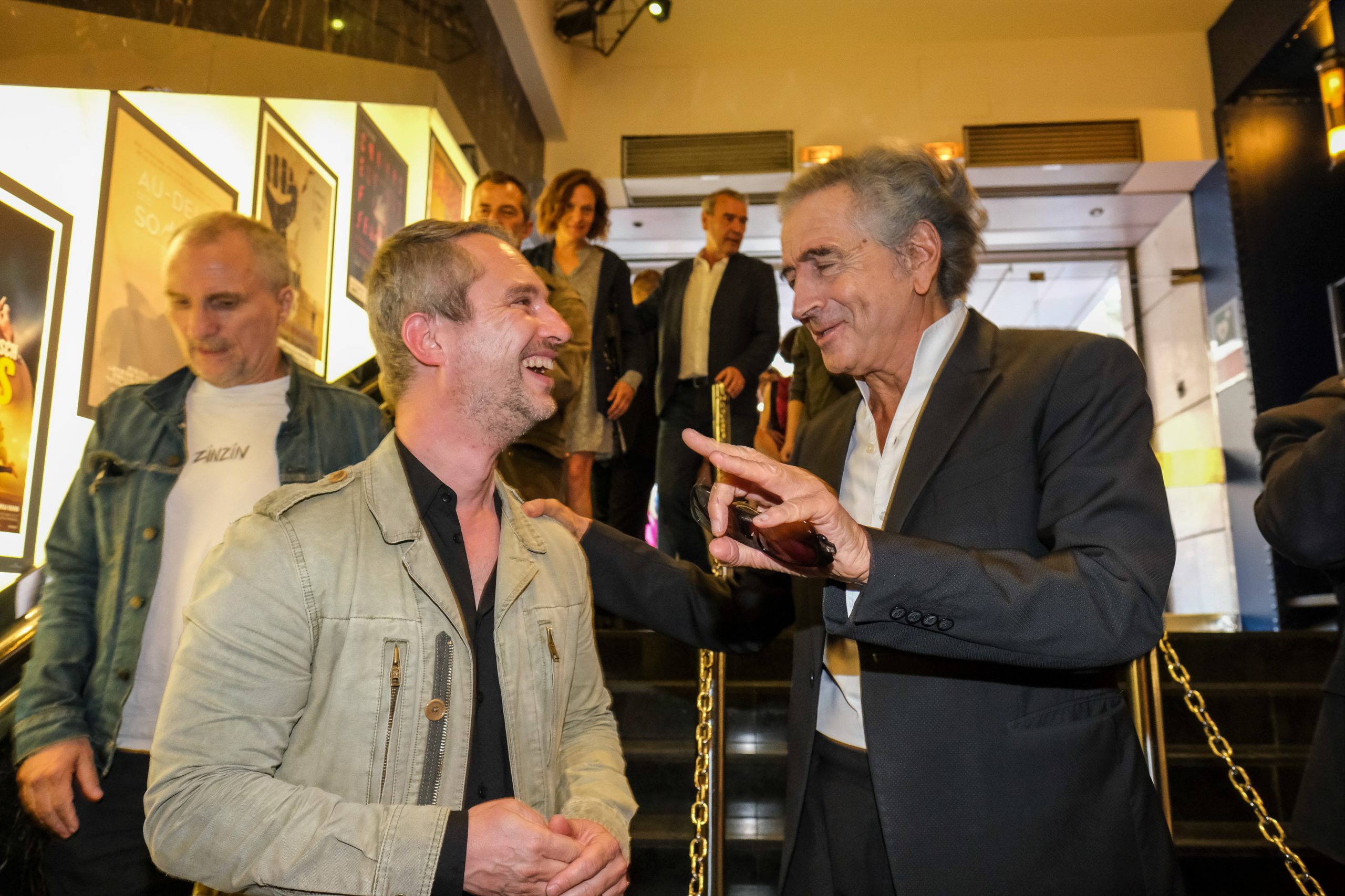 Bernard-Henri Lévy and David Martinon, French ambassador to Afghanistan, at the preview of BHL's film "Why Ukraine", at the Cinéma Le Balzac in Paris.
