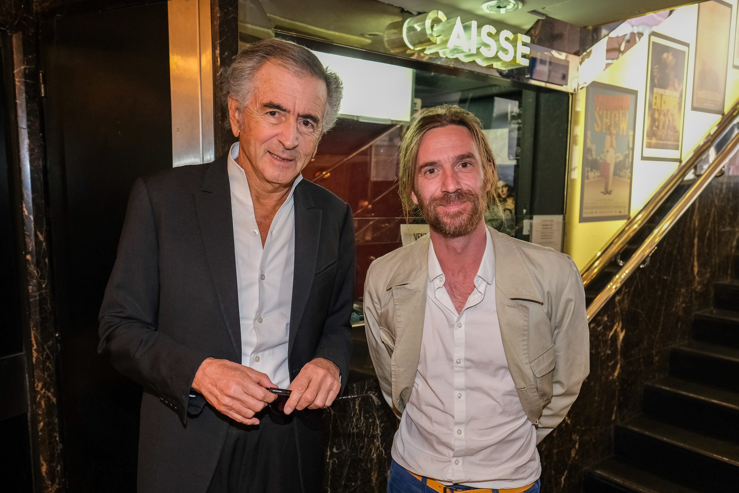 Bernard-Henri Lévy and Olivier Jacquin, during the preview of BHL's film "Why Ukraine", at the Cinema Le Balzac in Paris.