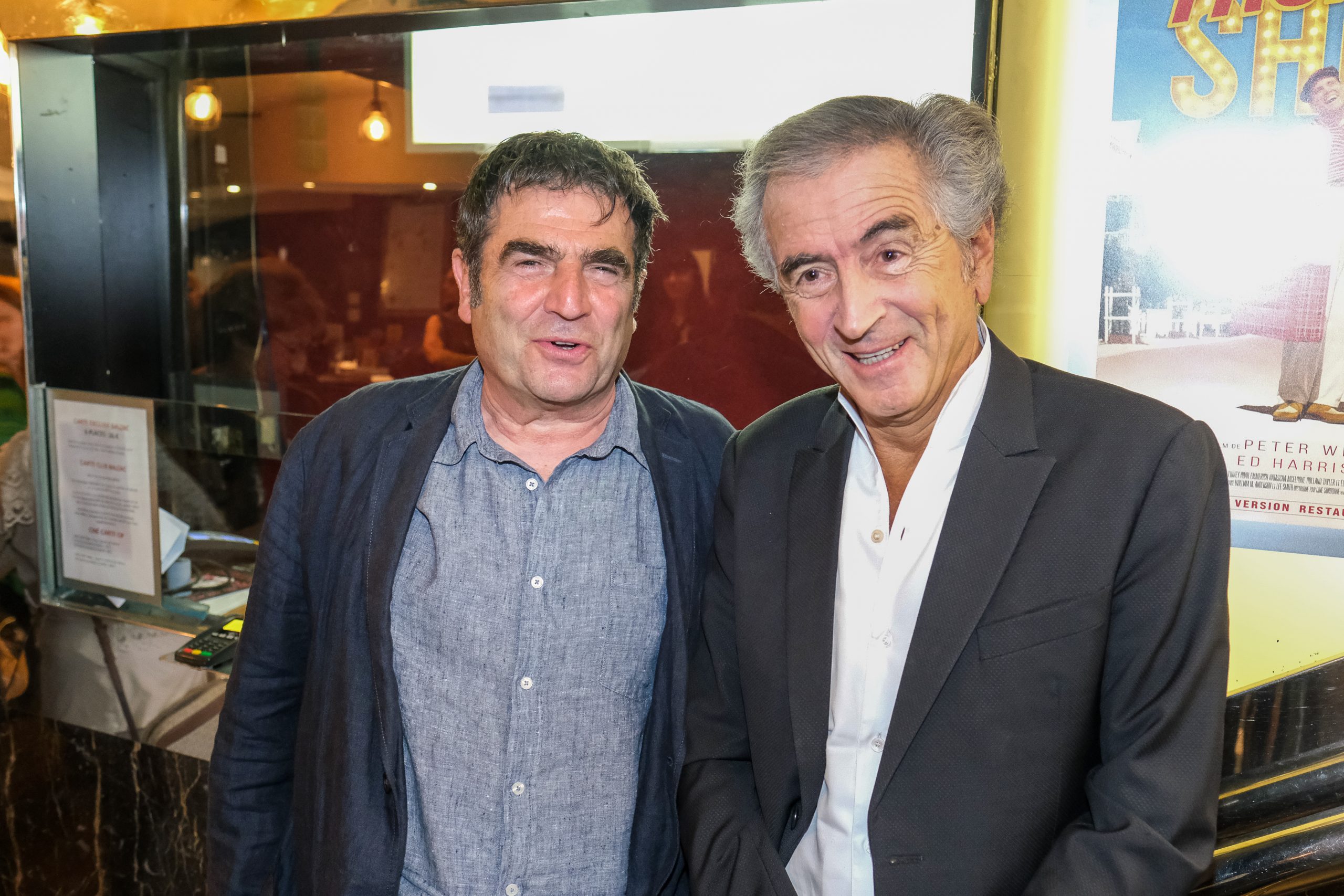 Bernard-Henri Lévy and Romain Goupil, during the preview of BHL's film "Why Ukraine", at the Cinema Le Balzac in Paris.