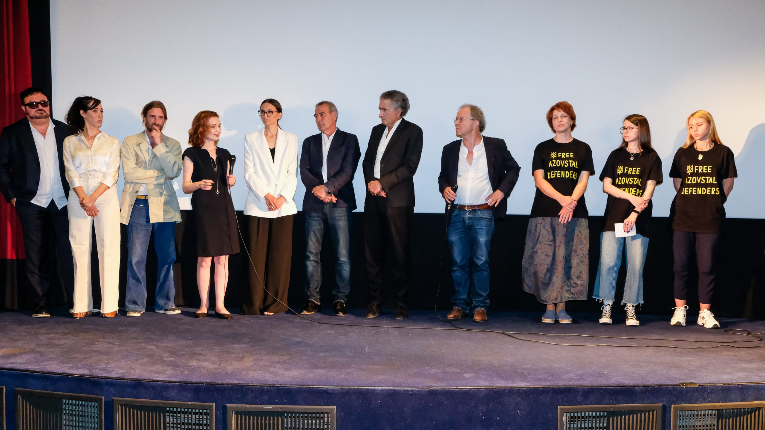 Presentation of the film "Why Ukraine" by Bernard-Henri Lévy and his crew at the Cinema Le Balzac in Paris, June 22, 2022.