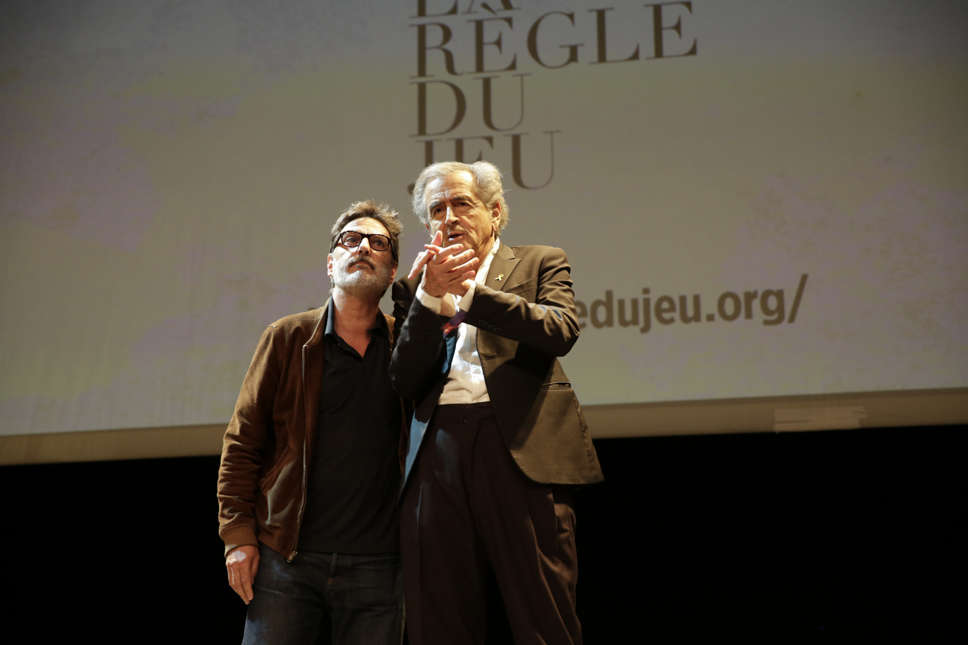 Yvan Attal et Bernard-Henri Lévy sur la scène du théâtre antoine