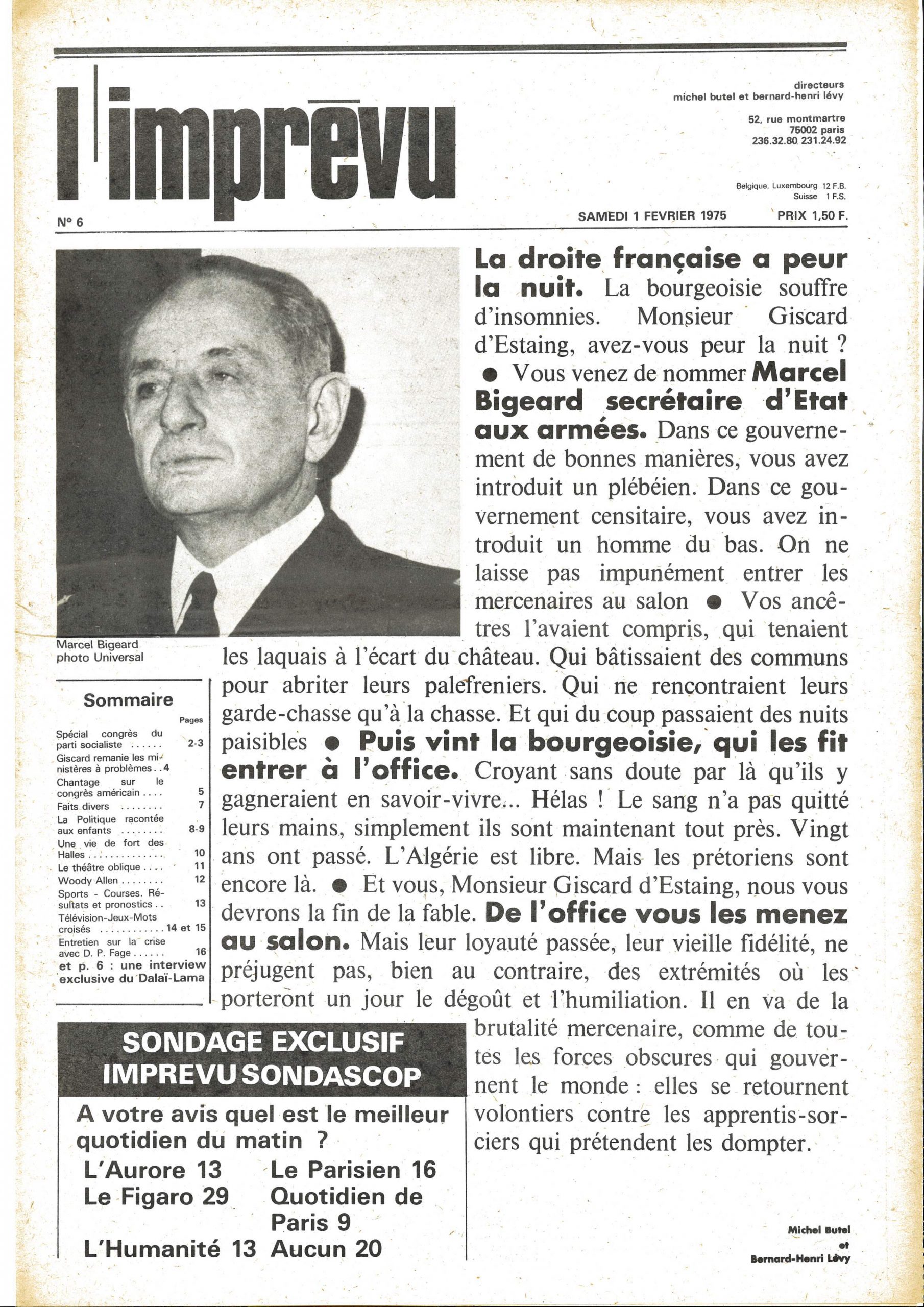 Sixième numéro de « L’Imprévu », page 1/16