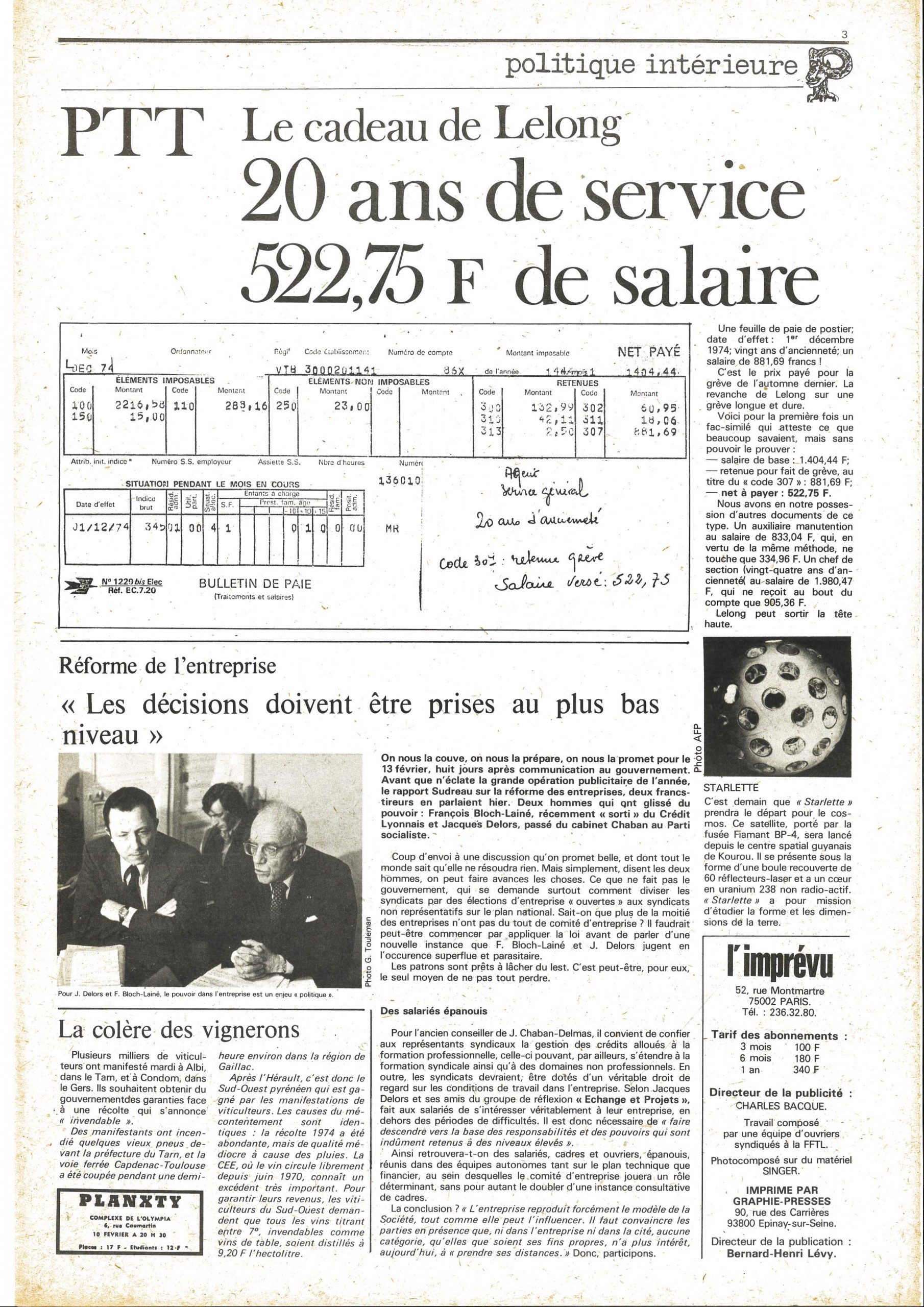 Neuvième numéro de « L’Imprévu », page 3/16