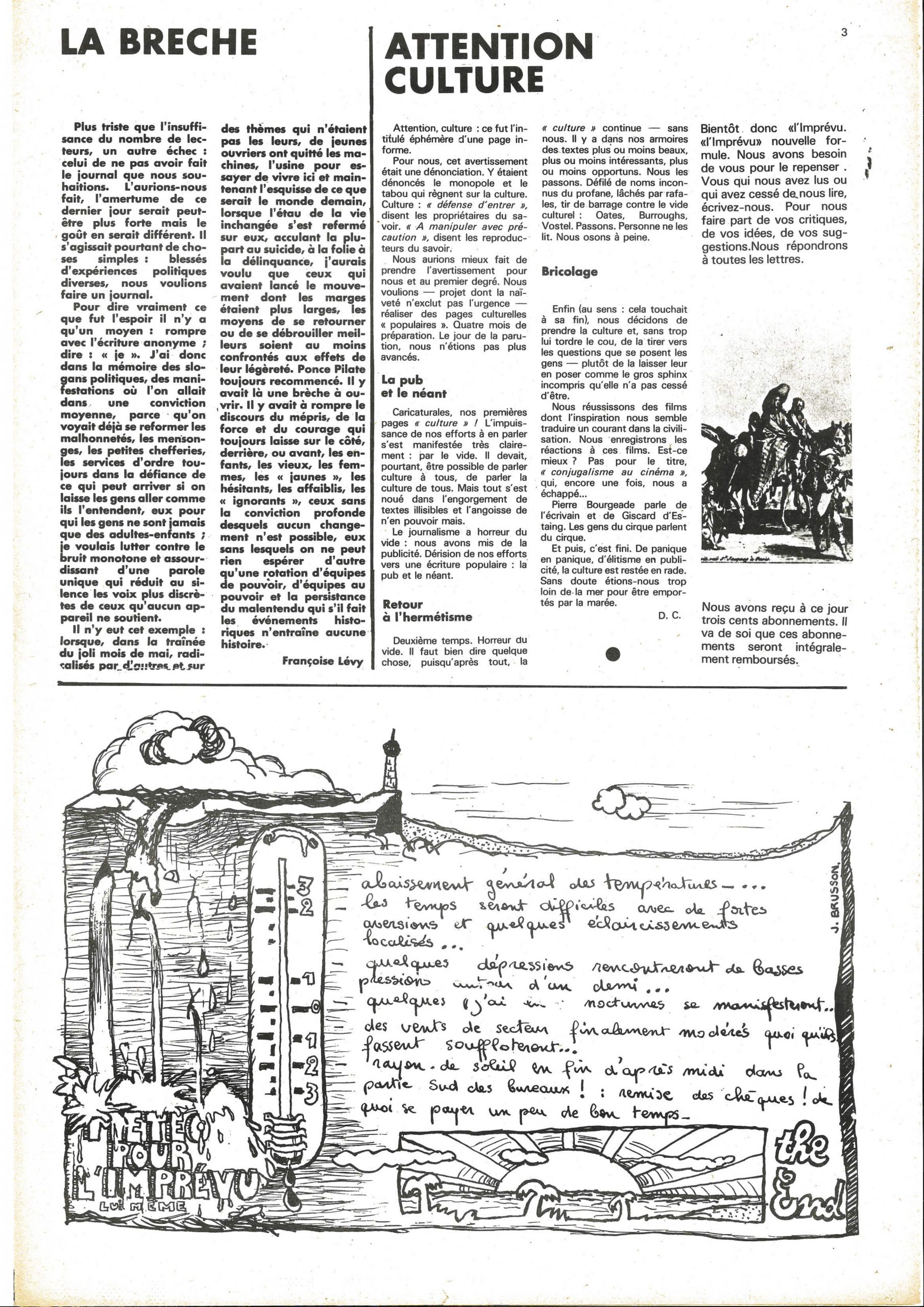 Onzième numéro de « L’Imprévu », page 3/4